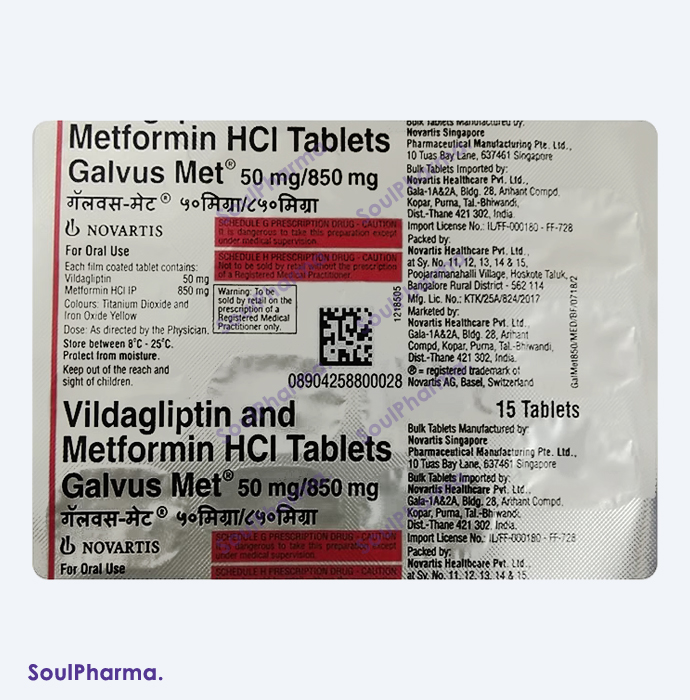 Galvus Met 50/850 Tablet (Strip of 15 Tablets)